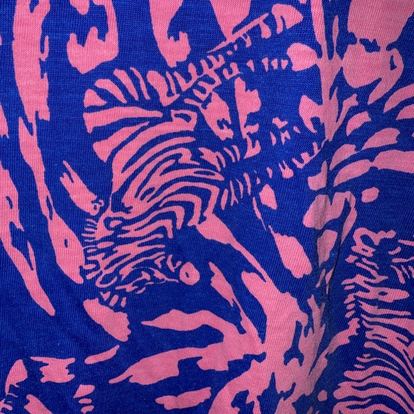 Lilly Pulitzer 100% Pima Cotton Palmetto Blue and Pink Long Sleeve Dress - Picture 6 of 9